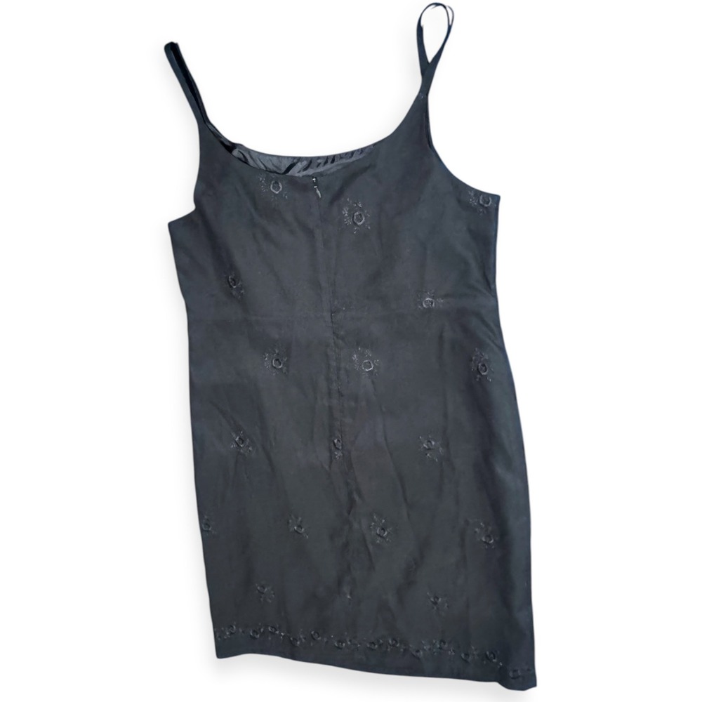 Gap VTG 90s Black Embroidered Mini Sheath Dress sz10 Square Neck fairy grunge - Picture 5 of 6